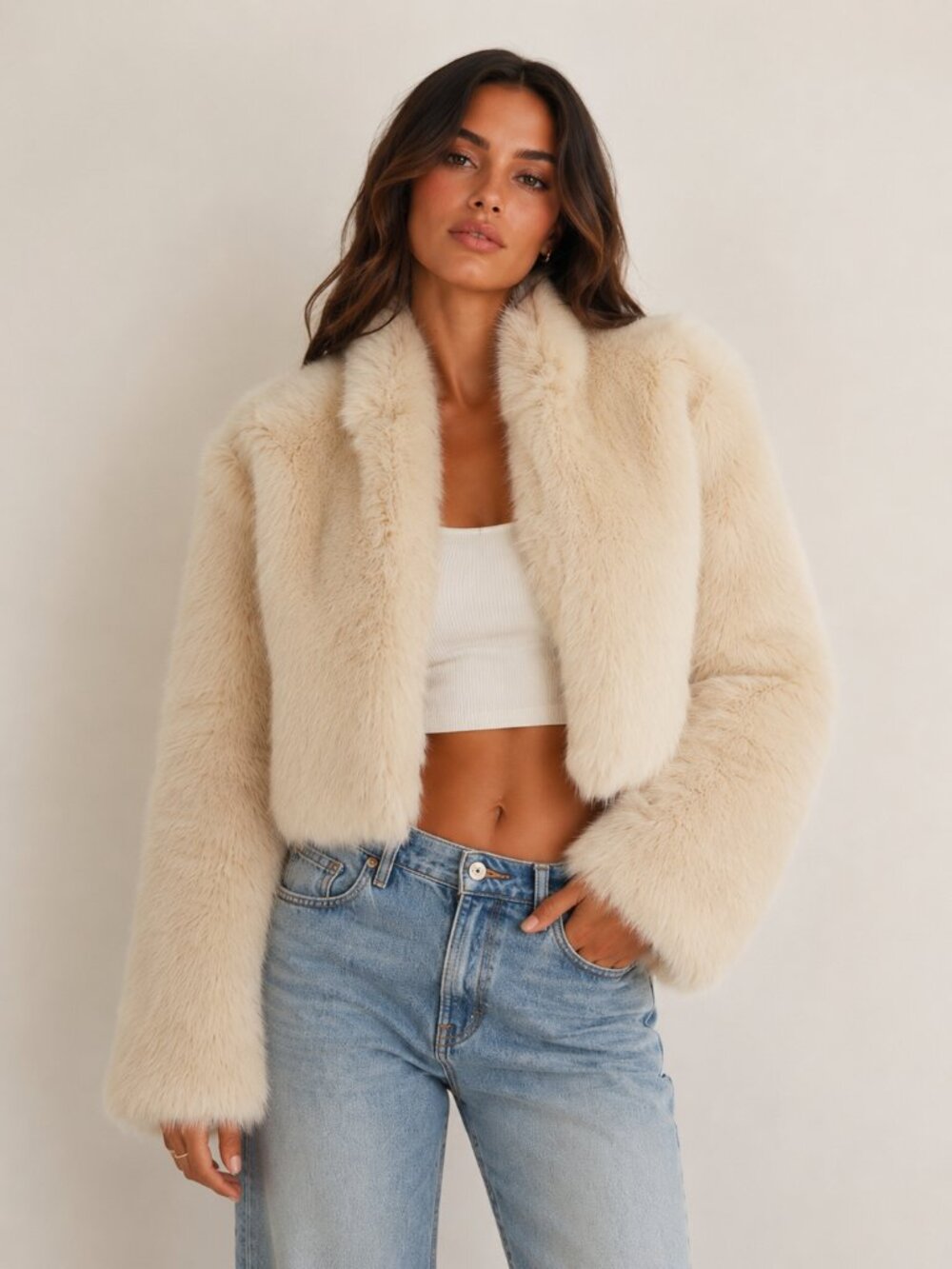 ZARA SHORT FAUX FUR COAT